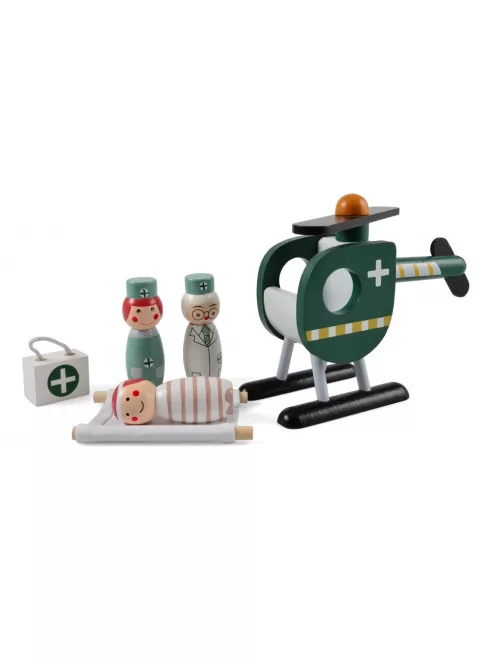Fa mentőhelikopter játékfigurákkal Magni