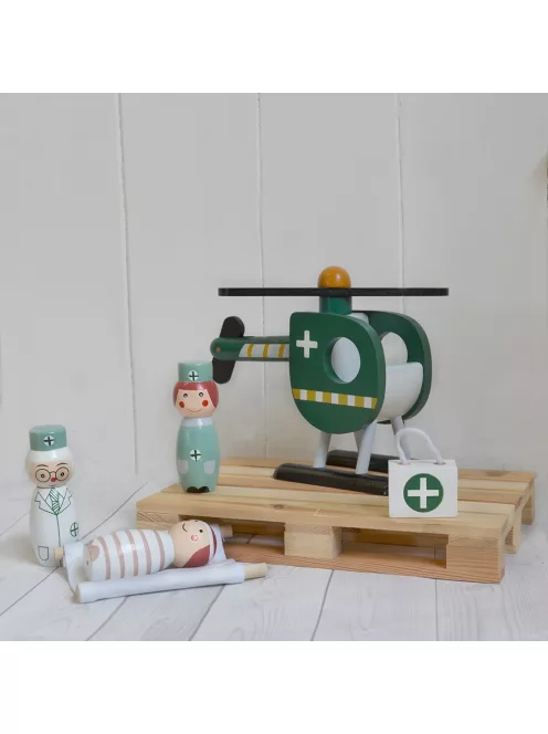Fa mentőhelikopter játékfigurákkal Magni