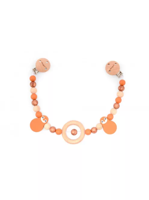 Pingvines babakocsi lánc szilikonból és fából, arany/narancssárga Magni