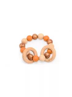   Színes rágóka szilikonból és fából, arany/narancssárga