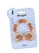 Színes rágóka szilikonból és fából, arany/narancssárga