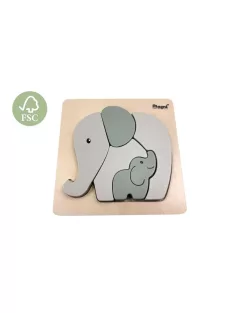   Fa formabeillesztő puzzle Elefántok, pasztell szürke Magni