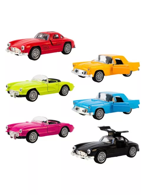 Hátrahúzós old timer kisautók, többféle Magni