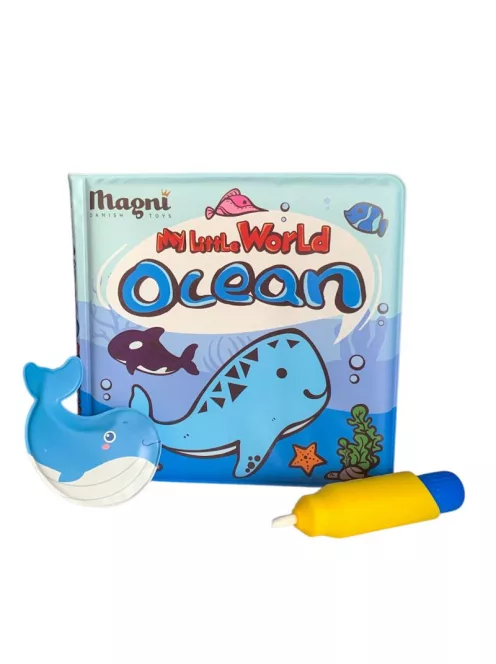 Fejlesztő fürdőkönyv színváltoztató oldalakkal, ecsettel és fürdőjátékkal Magni