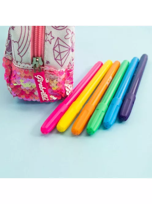 Girabrilla flitteres, színezhető unikornisos tolltartó filcekkel Nice Group