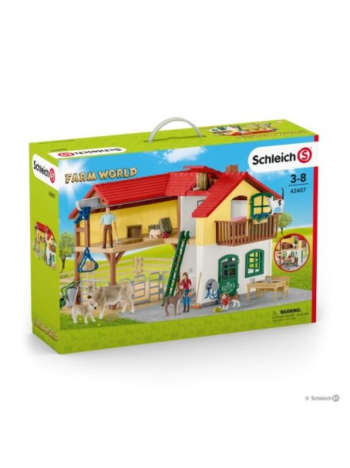 Falusi ház istállóval és állatokkal Schleich