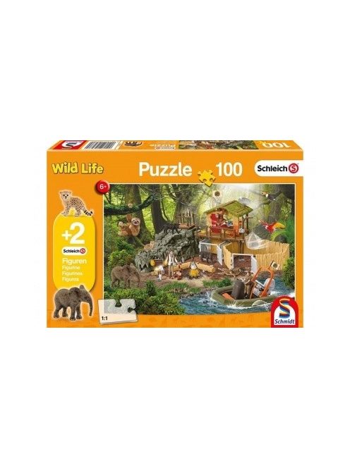 Wild Life puzzle 100 db-os + 2db Schleich figura