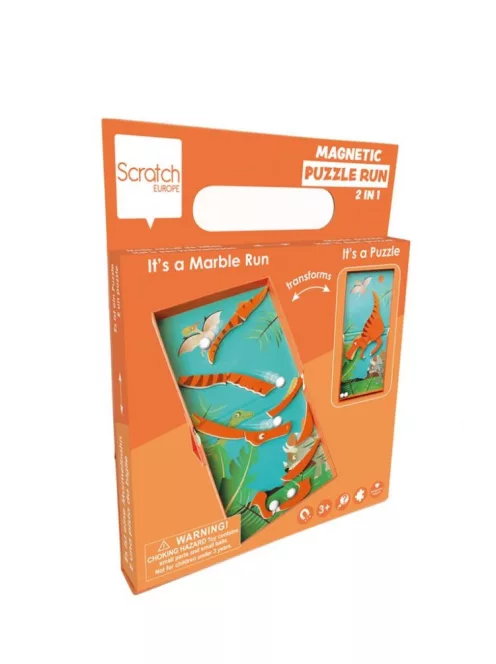 2 az 1-ben mágneses puzzle és golyófuttató játék, dinós Scratch Europe