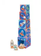 Toronyépítő kocka fa figurákkal, Világűr Scratch Europe