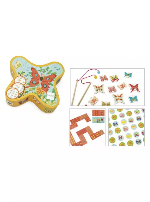 Készségfejlesztő játék -Pillangók -Dominó, memória, mágneses horgászat Scratch Europe