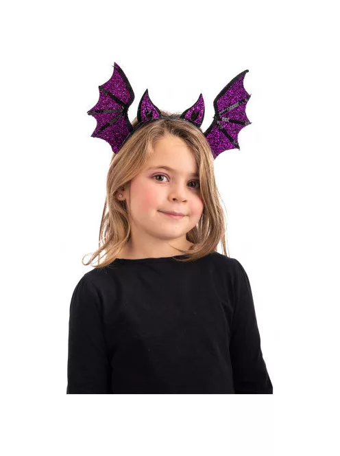 Lila Fekete Denevéres Gyerek Fejdísz Halloween-re