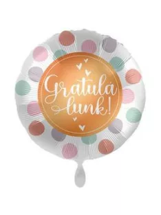 17 inch-es Gratulálunk Feliratú Pöttyös Fólia Lufi