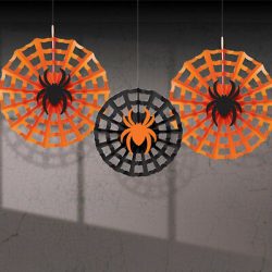 Pók Hálóban Legyező Függő Dekoráció - 3 db-os