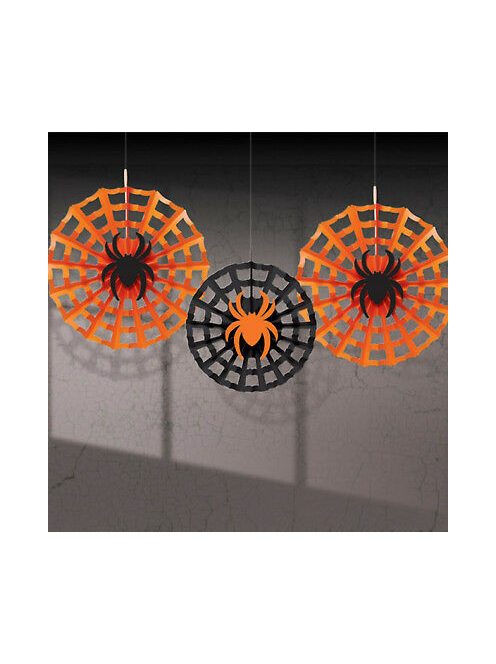 Pók Hálóban Legyező Függő Dekoráció - 3 db-os