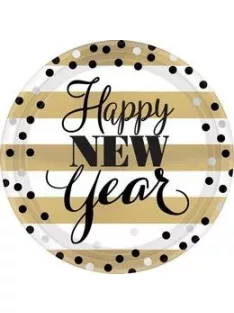 Happy New Year Szilveszter Parti Tányér - 23 cm, 8 db-os