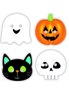 Halloween Karakterek Papír Maszk - 8 db