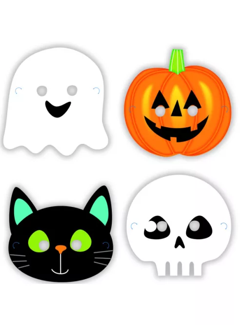 Halloween Karakterek Papír Maszk - 8 db