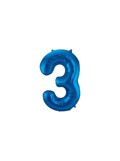3-as Kék Számos Héliumos Fólia Lufi, 86 cm