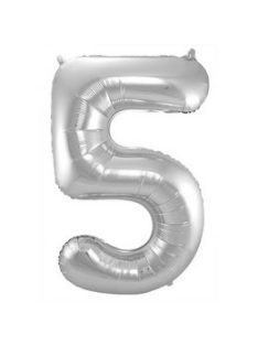 5-ös Ezüst Számos Héliumos Fólia Lufi, 86 cm
