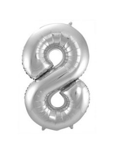 8-as Ezüst Számos Héliumos Fólia Lufi, 86 cm