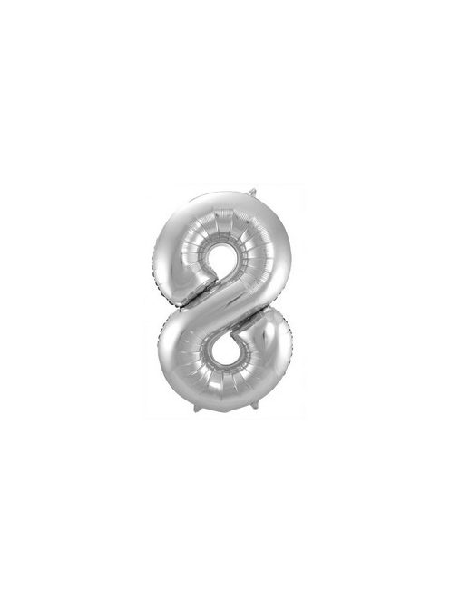 8-as Ezüst Számos Héliumos Fólia Lufi, 86 cm