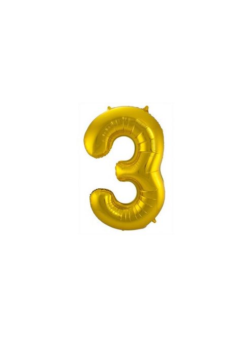 3-as Arany Számos Héliumos Fólia Lufi, 86 cm