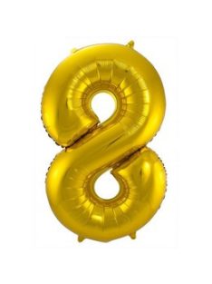 8-as Arany Számos Héliumos Fólia Lufi, 86 cm
