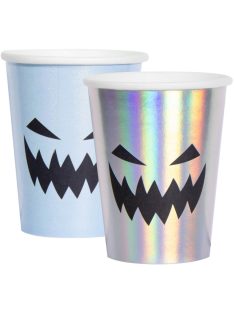   Holografikus Rémisztő Tökfej Mintás Pohár Halloween-re, 250 ml, 6 db