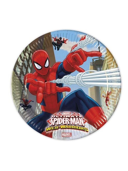 Ultimate Spiderman Web-Warriors - Pókember Parti Tányér - 23 cm, 8 db-os