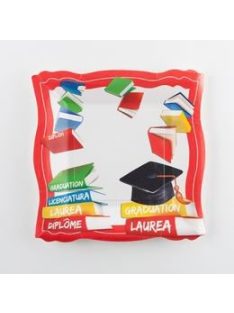   Diplomaosztó Kalapos Papír Parti Tányér Ballagásra - 10 db-os, 19 cm