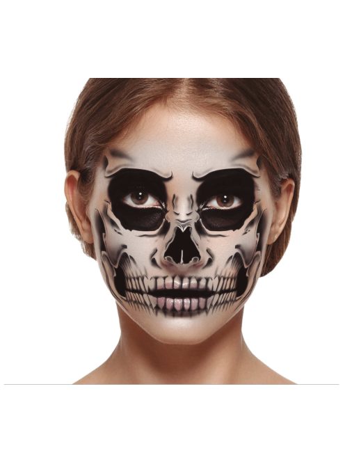 Csontváz Mintás Arc Tetoválás Halloween-ra