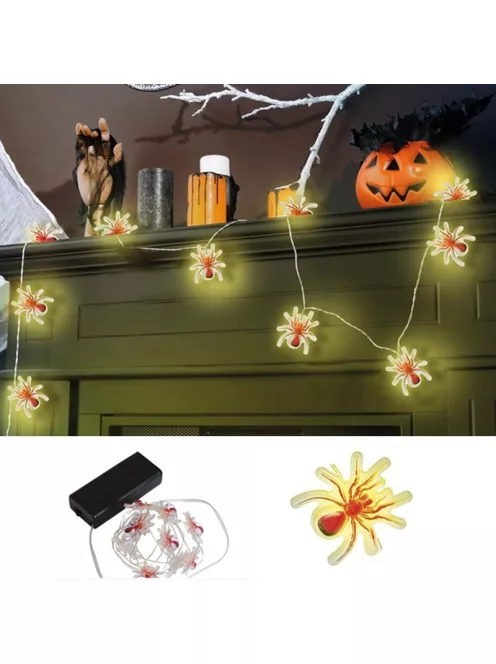Pók Formájú LED Fényfüzér Dekoráció, 120 cm-es