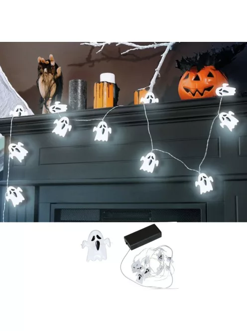 Szellem Formájú LED Fényfüzér Dekoráció, 120 cm-es