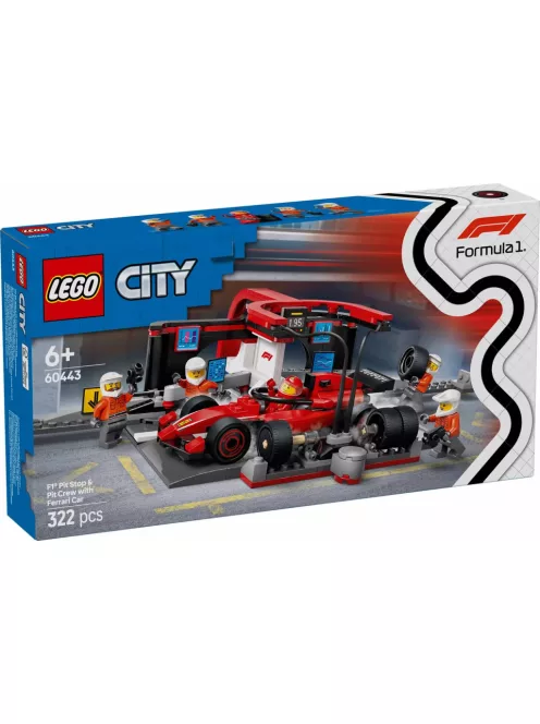 LEGO City 60443 F1®-es boxutca és személyzet, Ferrari autóval