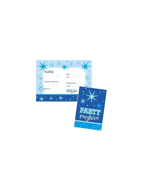 Kék party meghívó és boríték