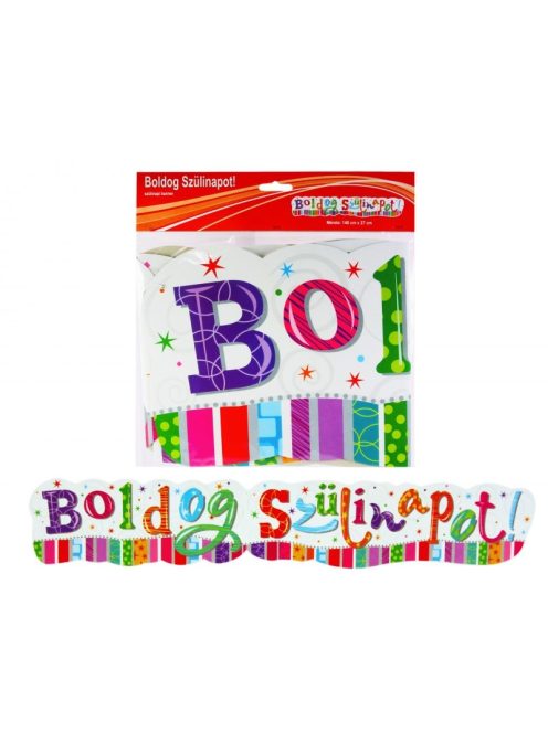 Boldog Szülinapot! - Feliratú Radiant Banner - 148 cm x 27 cm