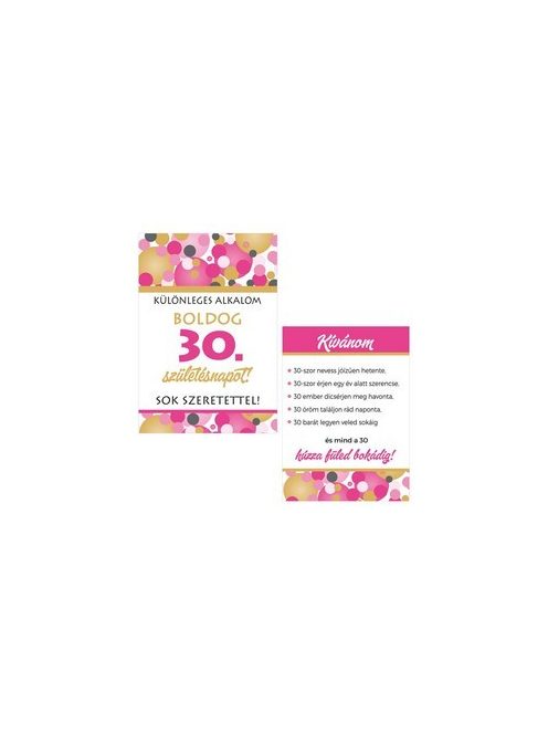 Boldog 30. Születésnapot! Rózsaszín Pasztell Konfettis Boros Üveg Címke