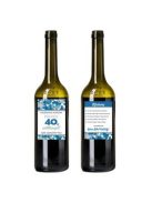 Boldog 40. Születésnapot! Kék Pasztell Konfettis Boros Üveg Címke