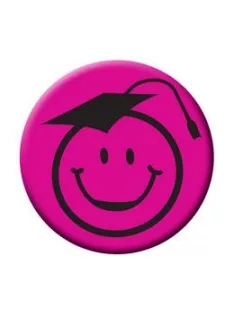 Kalapos Smile Fej Rózsaszín Kitűző Ballagásra - 5,5 cm