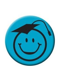 Kalapos Smile Fej Kék Kitűző Ballagásra - 5,5 cm