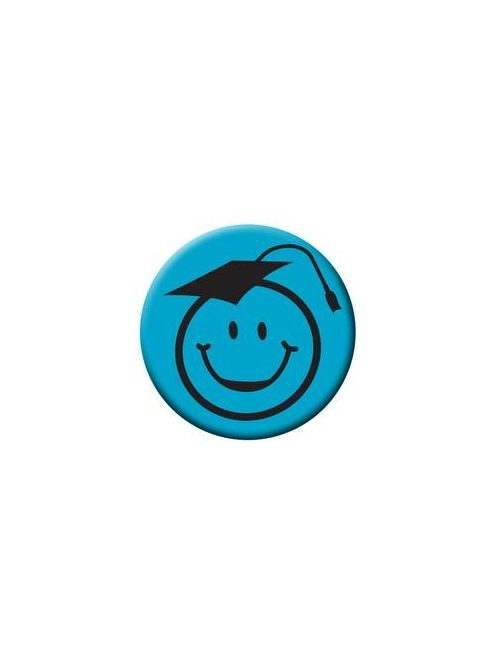 Kalapos Smile Fej Kék Kitűző Ballagásra - 5,5 cm