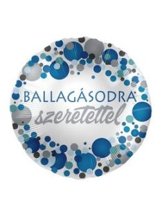   Ballagásodra Szeretettel Kék Pasztell Konfettis Fólia Lufi, 43 cm