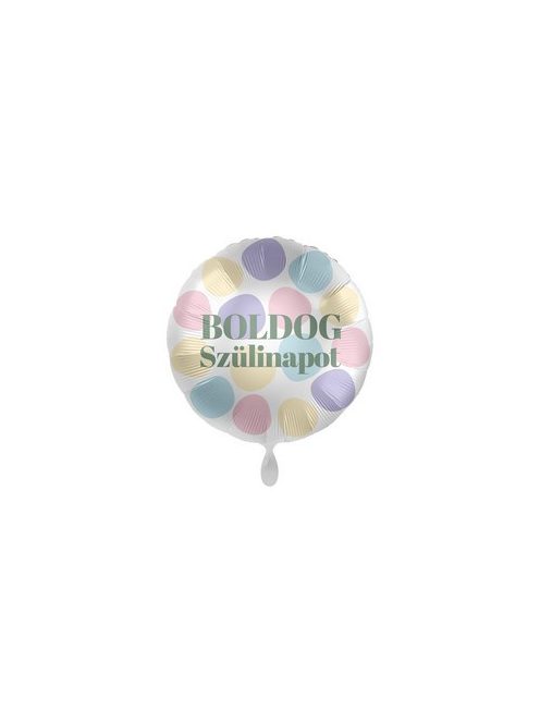 17 inch-es Boldog Szülinapot Pasztel Kör Mintás Fólia Lufi