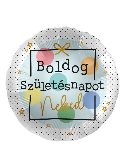 17 inch-es Boldog Születésnapot Neked Feliratú Héliumos Fólia Lufi, 43 cm