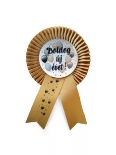   Arany Szalagos Boldog új évet! Elegáns Léggömbös Szilveszteri Parti Kitűző