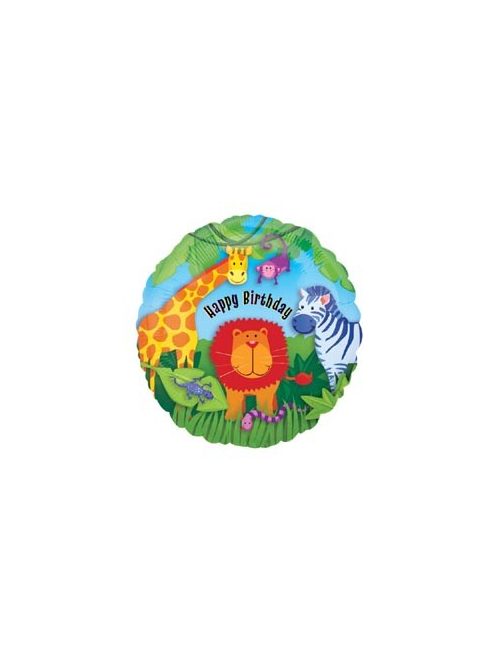 18 inch-es Jungle Animals Happy Birthday Szülinapi Fólia Lufi