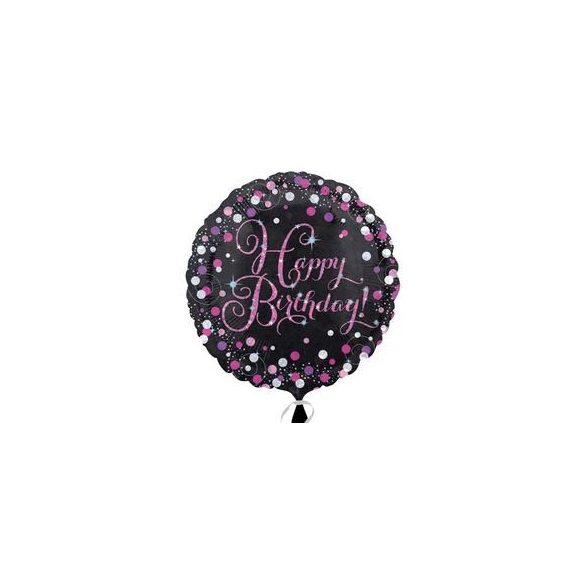 18 inch-es Happy Birthday Pink Celebration Prismatic Születésnapi Fólia Lufi