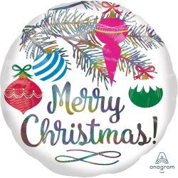  18 inch-es Merry Christmas - Karácsonyfa Dísz Holografikus Fólia Lufi Karácsonyra