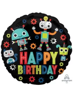18 inch-es Birthday Robots Szülinapi Fólia Lufi