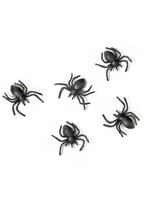 Dekorációs Fekete Pókok - 3 cm, 10 db-os